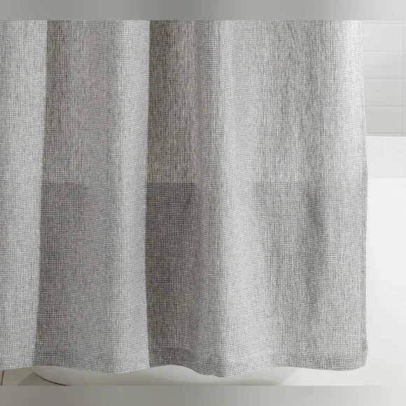 NWT Pottery Barn Gray European Flax Linen Waffle Shower Curtain Size 72X72